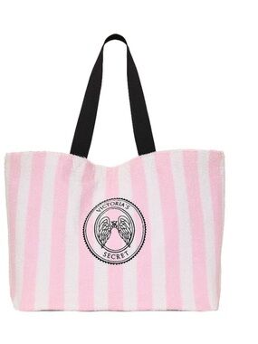 Victoria's Secret Pink & White Striped Terry Beach Bag
